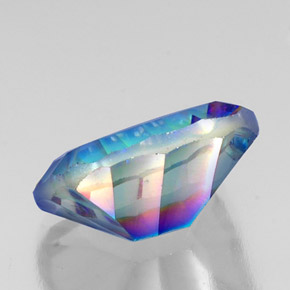 Quartzo místico multicolorido natural 10,24ct, corte esmeralda, VS