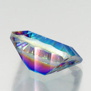Quartzo místico multicolorido natural 10,56ct, corte esmeralda, VS