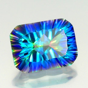 Quartzo místico multicolorido natural 10,29ct, corte esmeralda, VS-SI