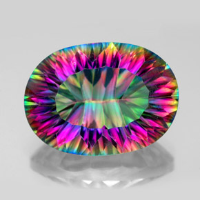 Quartzo místico multicolorido natural 12,22ct, corte oval, VVS