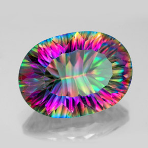 Quartzo místico multicolorido natural 12,22ct, corte oval, VVS