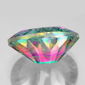Quartzo místico multicolorido natural 12,22ct, corte oval, VVS