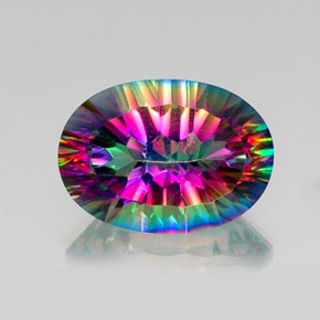 Quartzo místico multicolorido natural 12,92ct, corte oval, VS