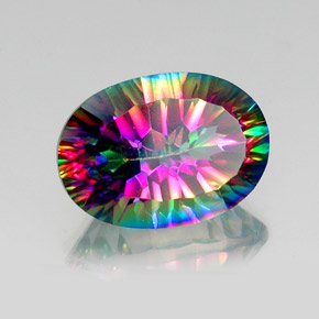 Quartzo místico multicolorido natural 12,92ct, corte oval, VS