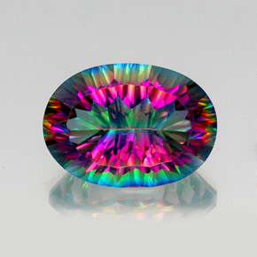 Quartzo místico multicolorido natural 12,84ct, corte oval, VS