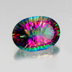 Quartzo místico multicolorido natural 12,84ct, corte oval, VS