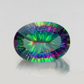 Quartzo místico multicolorido natural 13,48ct, corte oval, VS