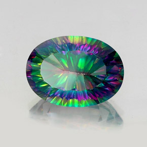 Quartzo místico multicolorido natural 13,48ct, corte oval, VS