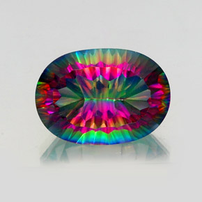 Quartzo místico multicolorido natural 13,63ct, corte oval, VVS-VS