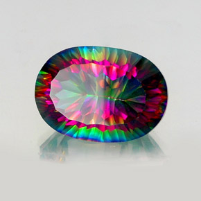 Quartzo místico multicolorido natural 13,63ct, corte oval, VVS-VS