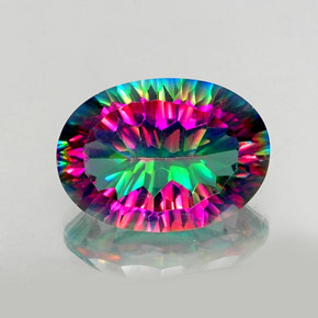 Quartzo místico multicolorido natural 11,58ct, corte oval, VVS-VS