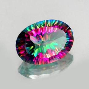 Quartzo místico multicolorido natural 11,58ct, corte oval, VVS-VS