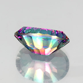 Quartzo místico multicolorido natural 11,58ct, corte oval, VVS-VS