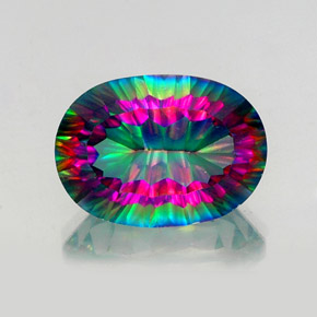 Quartzo místico multicolorido natural 14,23ct, corte oval, VS