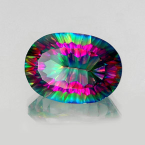 Quartzo místico multicolorido natural 14,23ct, corte oval, VS
