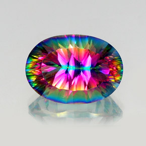 Quartzo místico multicolorido natural 13,04ct, corte oval, VS
