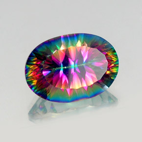 Quartzo místico multicolorido natural 13,04ct, corte oval, VS