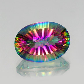 Quartzo místico multicolorido natural 13,12ct, corte oval, VVS-VS