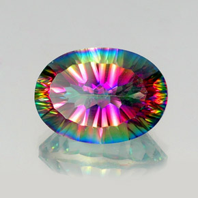 Quartzo místico multicolorido natural 13,12ct, corte oval, VVS-VS