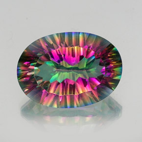 Quartzo místico multicolorido natural 12,67ct, corte oval, VS