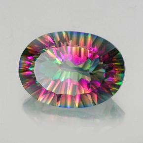 Quartzo místico multicolorido natural 12,67ct, corte oval, VS