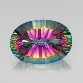 Quartzo místico multicolorido natural 13,09ct, corte oval, VVS-VS