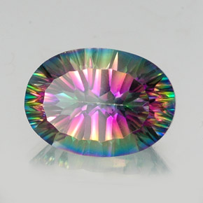 Quartzo místico multicolorido natural 13,09ct, corte oval, VVS-VS