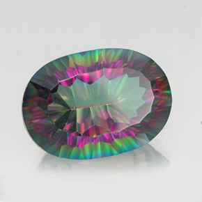 Quartzo místico multicolorido natural 13,74ct, corte oval, VS