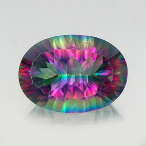 Quartzo místico multicolorido natural 12,75ct, corte oval, VVS-VS