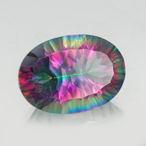 Quartzo místico multicolorido natural 12,75ct, corte oval, VVS-VS
