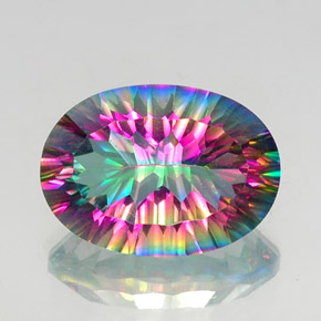 Quartzo místico multicolorido natural 11,83ct, corte oval, VS