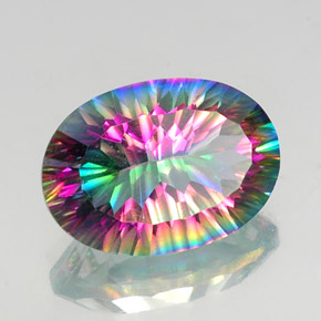 Quartzo místico multicolorido natural 11,83ct, corte oval, VS