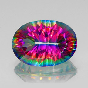 Quartzo místico multicolorido natural 13,28ct, corte oval, VS