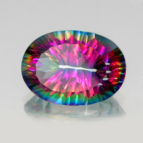 Quartzo místico multicolorido natural 13,28ct, corte oval, VS