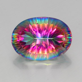 Quartzo místico multicolorido natural 11,26ct, corte oval, VVS-VS