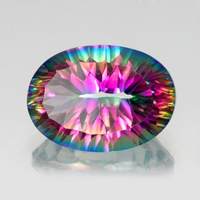 Quartzo místico multicolorido natural 13,49ct, corte oval, VVS-VS
