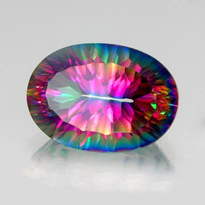 Quartzo místico multicolorido natural 13,75ct, corte oval, VVS-VS