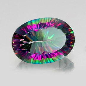 Quartzo místico multicolorido natural 13,20ct, corte oval, VVS-VS