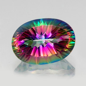 Quartzo místico multicolorido natural 13,16ct, corte oval, VVS-VS