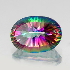 Quartzo místico multicolorido natural 13,16ct, corte oval, VVS-VS