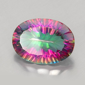 Quartzo místico multicolorido natural 11,71ct, corte oval, VVS-VS