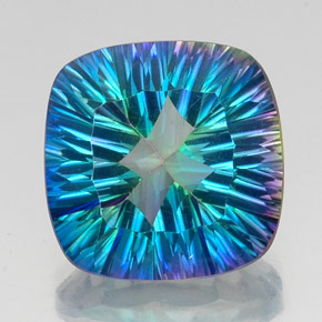 Quartzo místico multicolorido natural 21,72ct, almofada cortada, VVS-VS