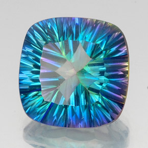 Quartzo místico multicolorido natural 21,72ct, almofada cortada, VVS-VS