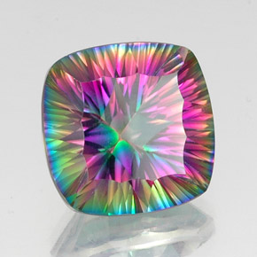 Quartzo místico multicolorido natural 15,58ct, almofada cortada, VVS