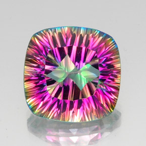 Quartzo místico multicolorido natural 14,64ct, almofada cortada, VVS