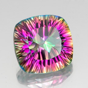 Quartzo místico multicolorido natural 14,64ct, almofada cortada, VVS