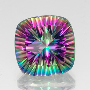 Quartzo místico multicolorido natural 15,13ct, almofada cortada, VVS
