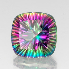 Quartzo místico multicolorido natural 15,13ct, almofada cortada, VVS