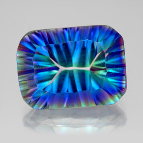Quartzo místico multicolorido natural 10,01ct, corte esmeralda, VVS-VS