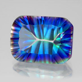 Quartzo místico multicolorido natural 10,01ct, corte esmeralda, VVS-VS